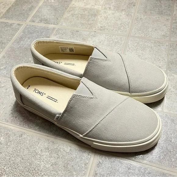 New Toms Alparagata Fenix Gray Canvas Slip On Sneakers - Picture 4 of 8